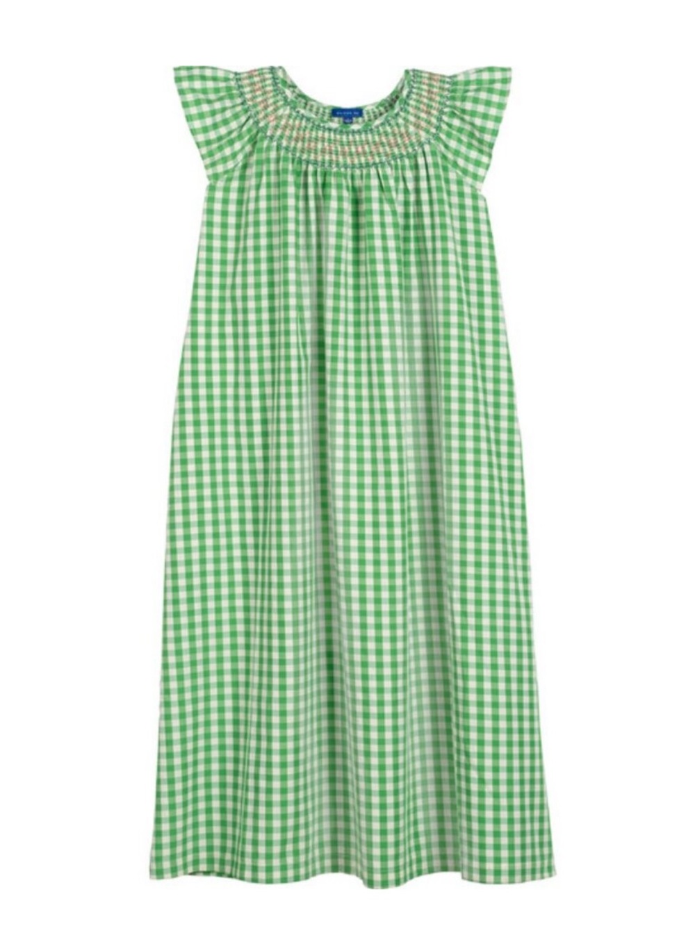 Maison Me Green Gingham Smocked Kids Dress